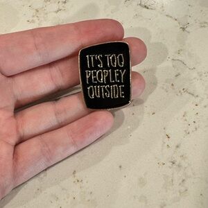 Humorous Black‎ Enamel Pin with Gold Text